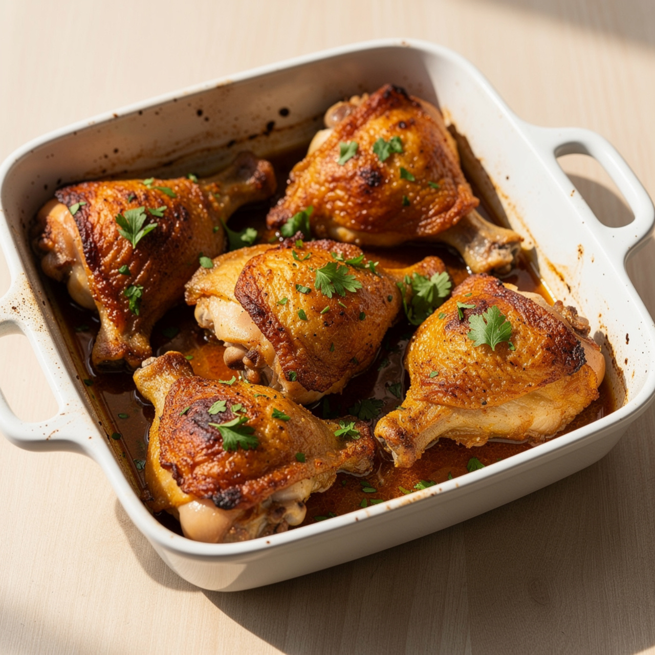 One Pot Chicken Thigh Recipe with Garlic and Potatoes