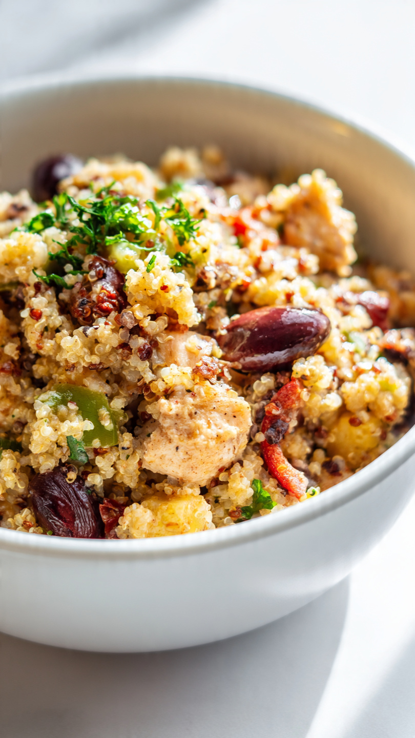 Quinoa and Chicken Bowl with Mediterranean Flavors